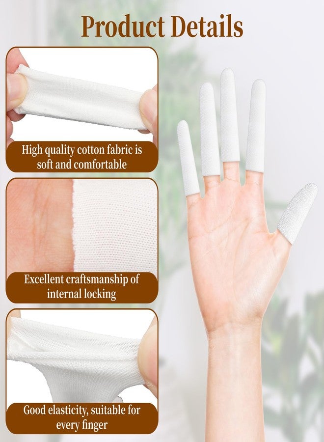 Pretwad 200 pcs Cotton Finger Cots - Cloth Finger Cots Finger Toe Sleeves Fingertips Protective Cover, White Finger Cots Finger Protectors, Thumb Protector for Finger Tips Comfortable and Breathable(White) - Image 3